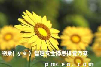 物業(yè)管理安全隱患排查方案