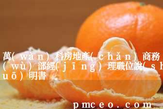 萬(wàn)科房地產(chǎn)商務(wù)部經(jīng)理職位說(shuō)明書